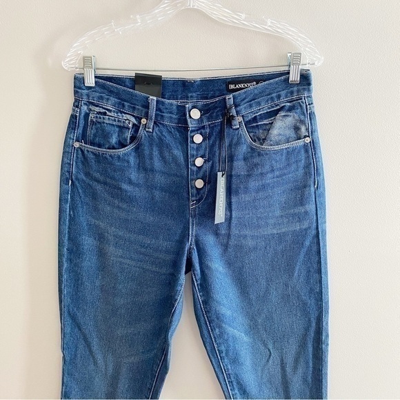 Blank NYC NWT High Rise Exposed Button‎ Fly Straight Leg Jeans Frayed Hem 28 - Picture 2 of 9